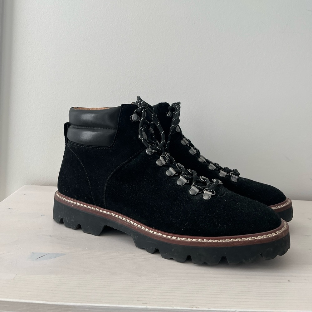 Madewell Enzo Hiking Boot Black Suede Lugsole Lug Bootie